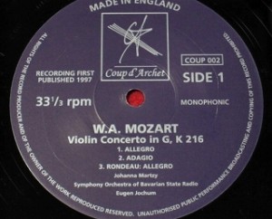 マルツィ /バッハ・モーツァルト ヴァイオリン協奏曲 レコード